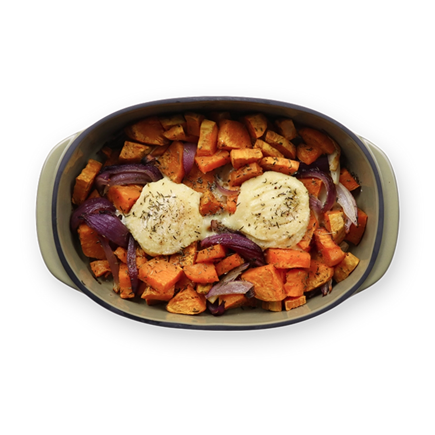 Patates douces rôties & crottin